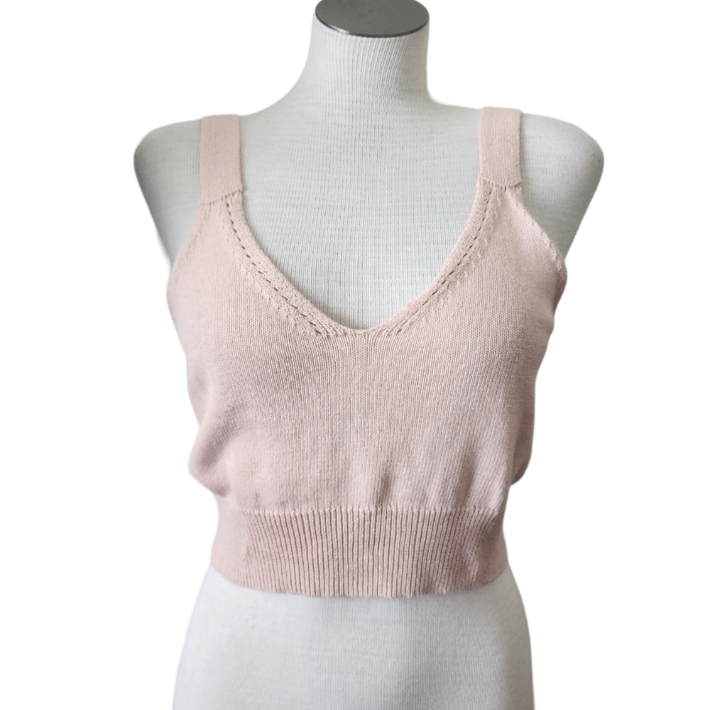 BP Nordstrom Blush Pink V- Neck Knit Wide Shoulder Strap Cami  Size M  NWT